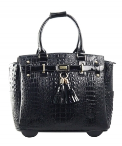 Fashion Faux Croc Rolling Luggage CY-8374 BLACK